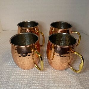 Copper Moscow Mule Mugs with Gold Handles - Set of 4